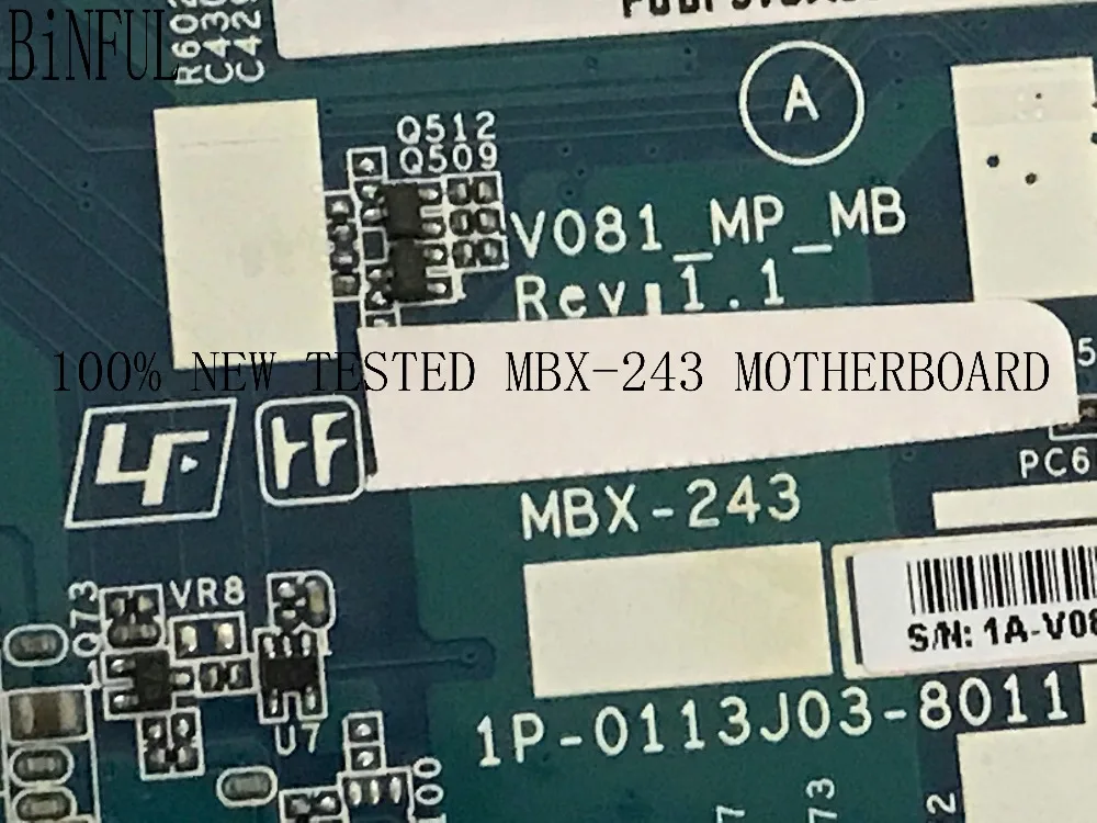NUEVO , REV : 1.1 V081_MP_MB MBX-243 MAINBORD PARA SONY VPCF23 mbx-243 portátil de la placa base , (sin ajuste rev : 1.2,no ajuste lcd 3d ) 0