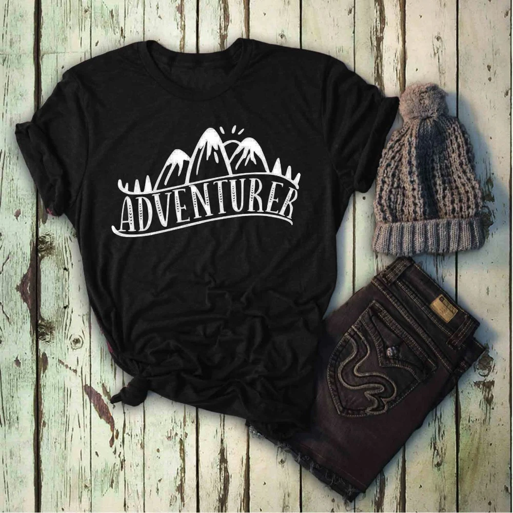 Aventurero T-Shirt de Camping Senderismo Viajes Wanderlust Explorador gráfico de las mujeres de la moda grunge tumblr lema de la cita camiseta tops-J783 0