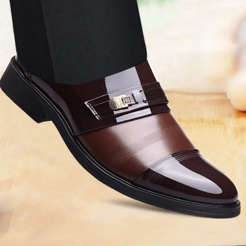 Nuevo Cuero Genuino de los Hombres Vestido de Novia Zapatos de Punta Plana de Negocios Zapatos Británicos cordones de Cuero de los Hombres Zapatos Formales 0