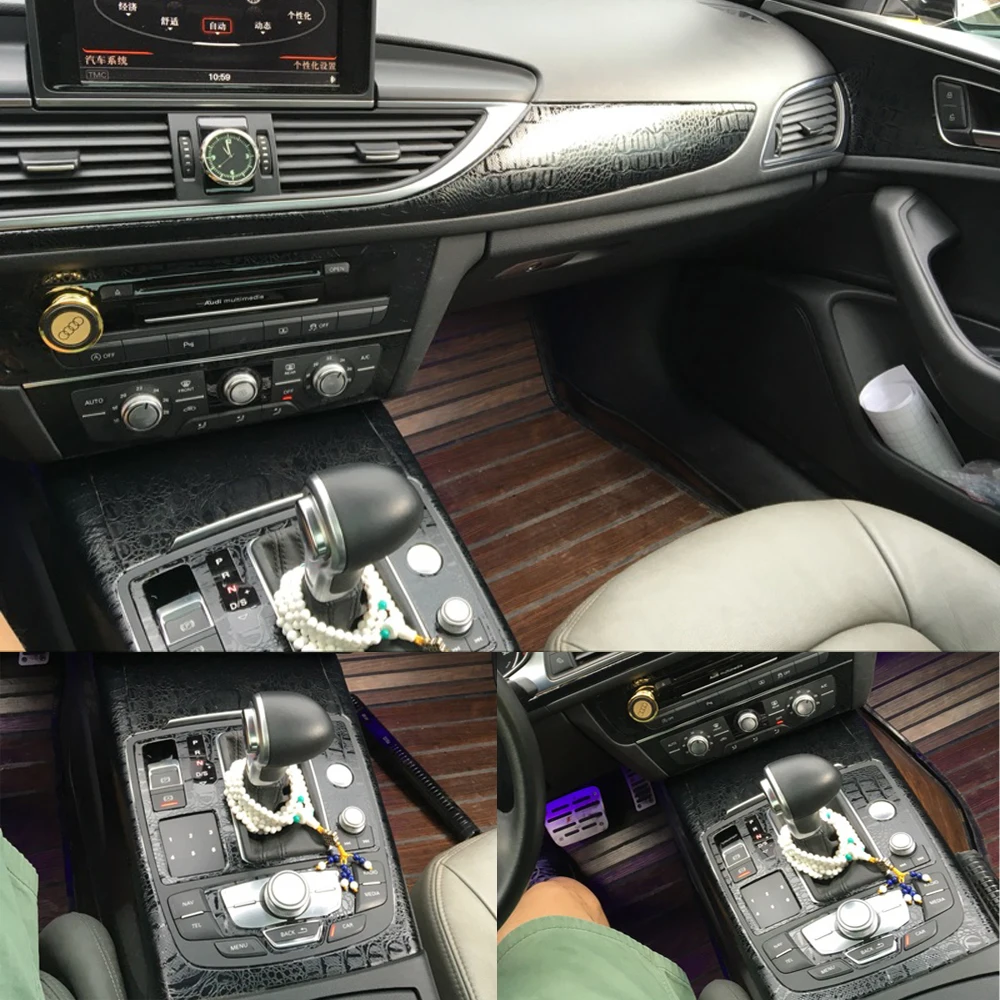 Auto-Estilo 3D/5D de Fibra de Carbono del Interior del Coche el Centro de la Consola de Cambio de Color de Moldeo calcomanías Calcomanías Para Audi A6 C7 2012-2018 0