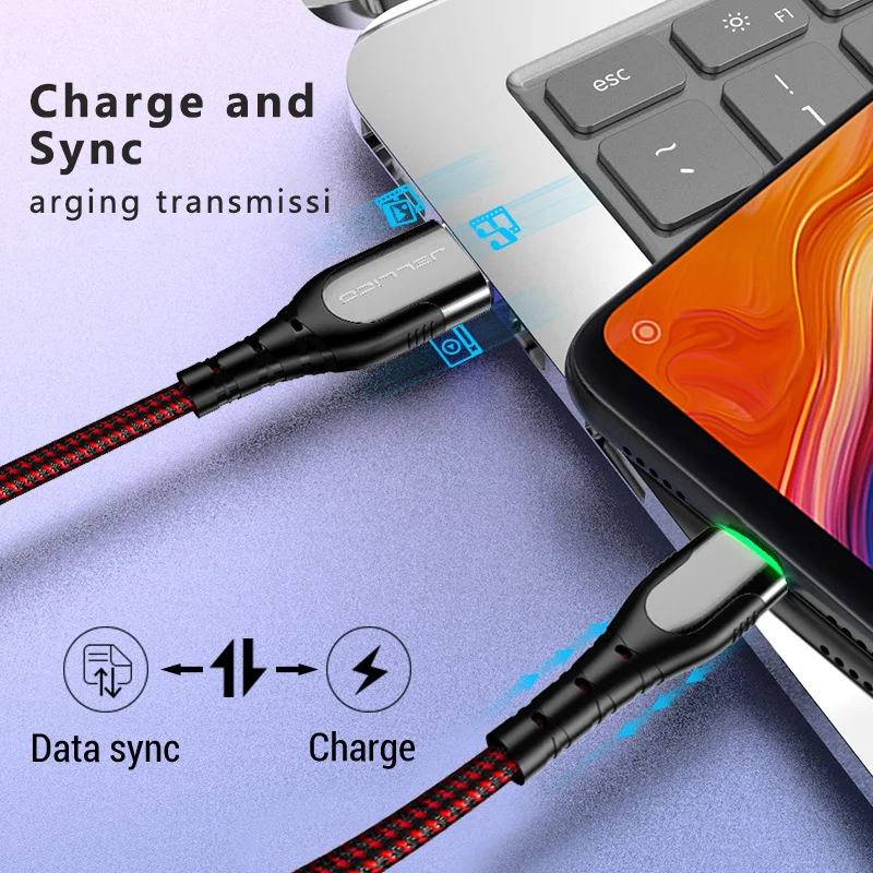 Jellico LED USB Tipo C Cable del Cargador para Xiaomi Samsung de Carga Rápida USB 3.0 C Rápido Cable de Carga USB Tipo-C Alambre Para Huawei 0