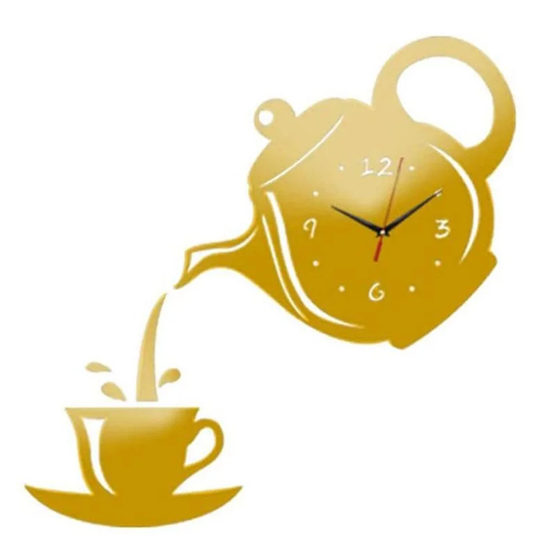 Creativo, Tetera, Hervidor de agua Reloj de Pared 3D Acrílico de Café de la Taza de Té Relojes de Pared para Office Hogar Cocina Comedor Sala de estar Decoración 0