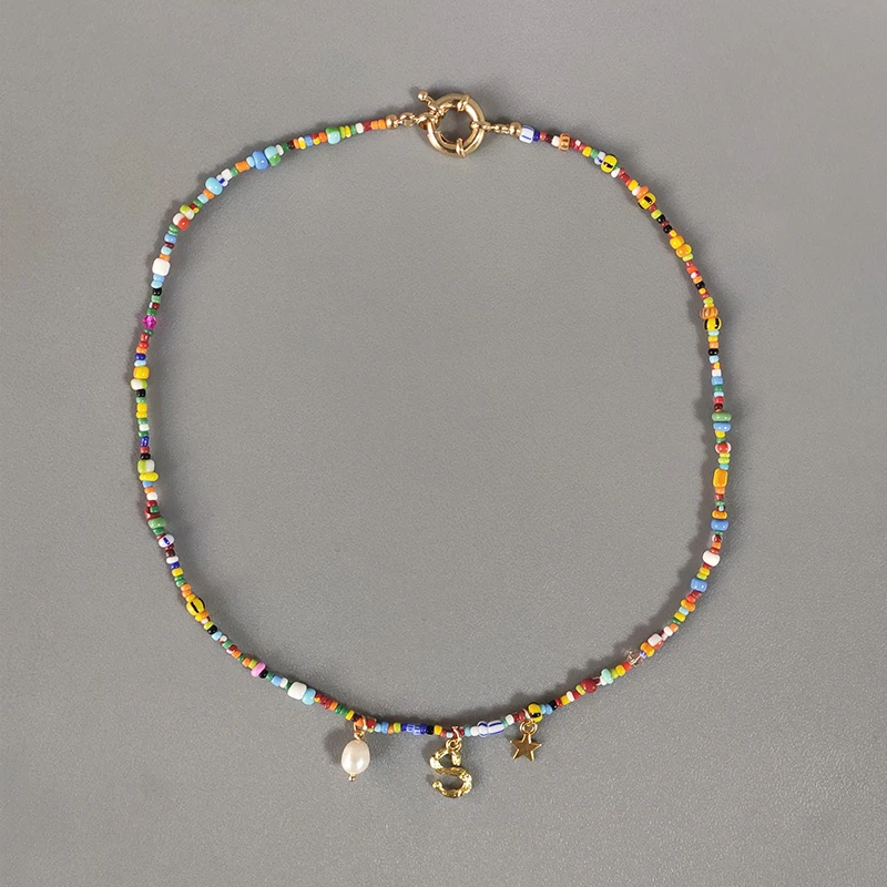 Moda de colores con cuentas de collar de color nuevo estilo étnico cuello de accesorios de la perla natural de decoración hechos a mano gargantilla de colliers femme 0