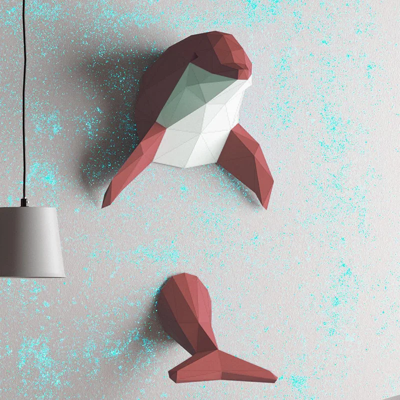 74cm 3D Lindo Delfín Animal Creativo Modelo de Papel de BRICOLAJE Rompecabezas de la Decoración del Hogar Hechos a Mano de las Figuras de Acción de Papel kraft de Regalo Juguetes para Adultos 0