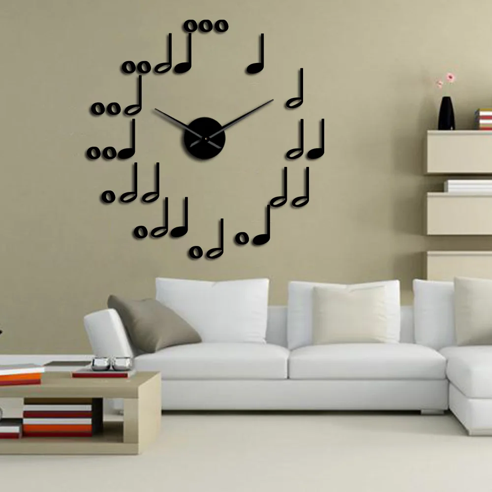 DIY Notas de la Música de Arte de Pared Decorativos Gran Reloj de Pared Sin marco Silencio de Pared Reloj de Estudio de Música Sala de Decoración de la Pared Músico Regalos 0