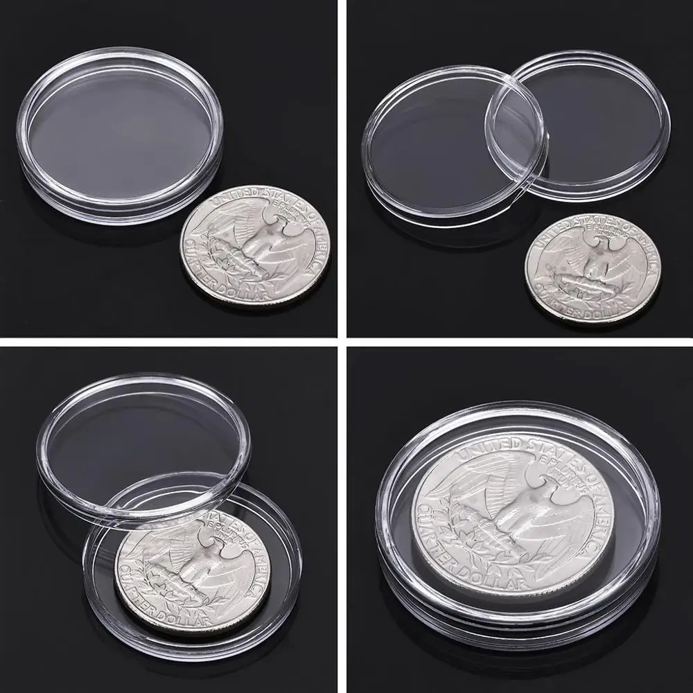 60Pcs 41mm Claro Moneda Titular de la Cápsula Caso Redonda Transparente Caja de Protección para el Águila de la Moneda Organizador de la Colección de Suministros 0