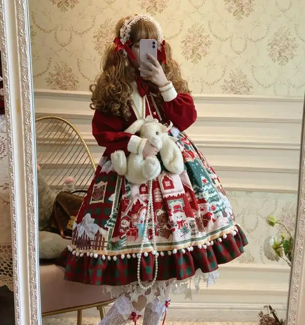 Vestido de navidad muñeco de Nieve de Impresión de Invierno Lolita vestido 0