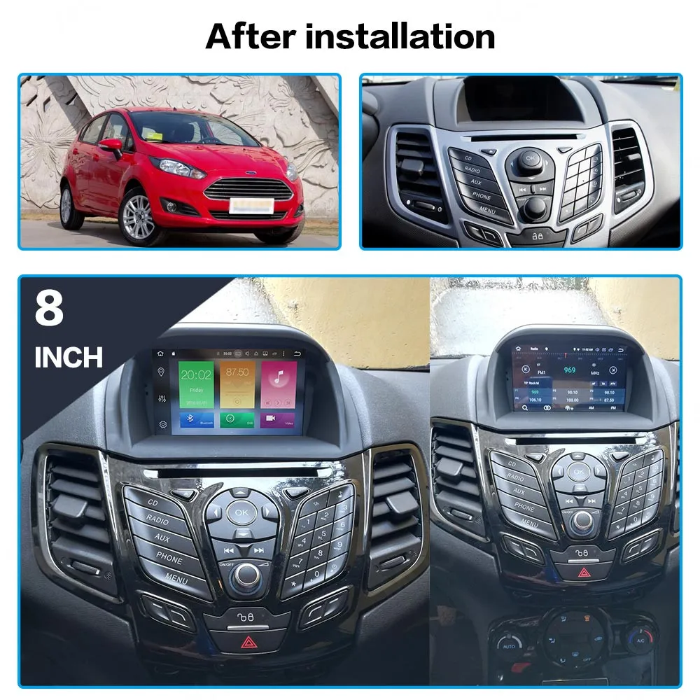 Android 10.0 CD Reproductor de DVD Para Ford Fiesta 2013-2016 de la pantalla Táctil Multimedia de Navegación GPS Espejo Enlace PX6 4GB+64G unidad central de WIFI 0