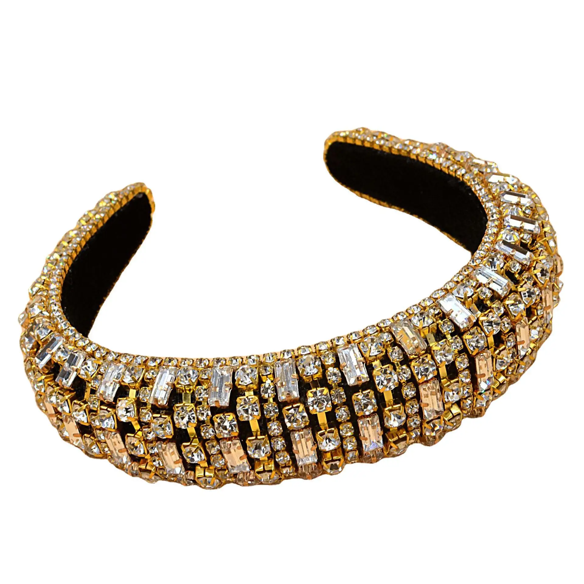 Nueva moda Bling Diademas de diamantes de imitación de Oro de Cristal de Diadema Geométricas Diadema de Diamantes para las Mujeres Accesorios para el Cabello 0
