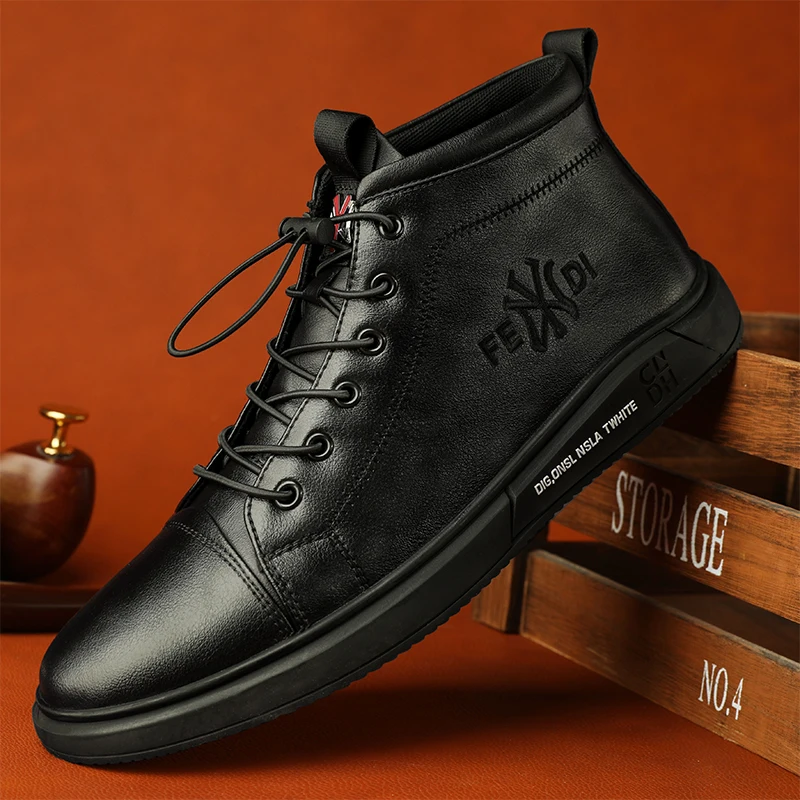 Los hombres shoeswinter zapatos de moda de los deportes de shoesleather de los hombres casual shoesmen del mid-top shoesplus velvetwarm de algodón zapatos 0