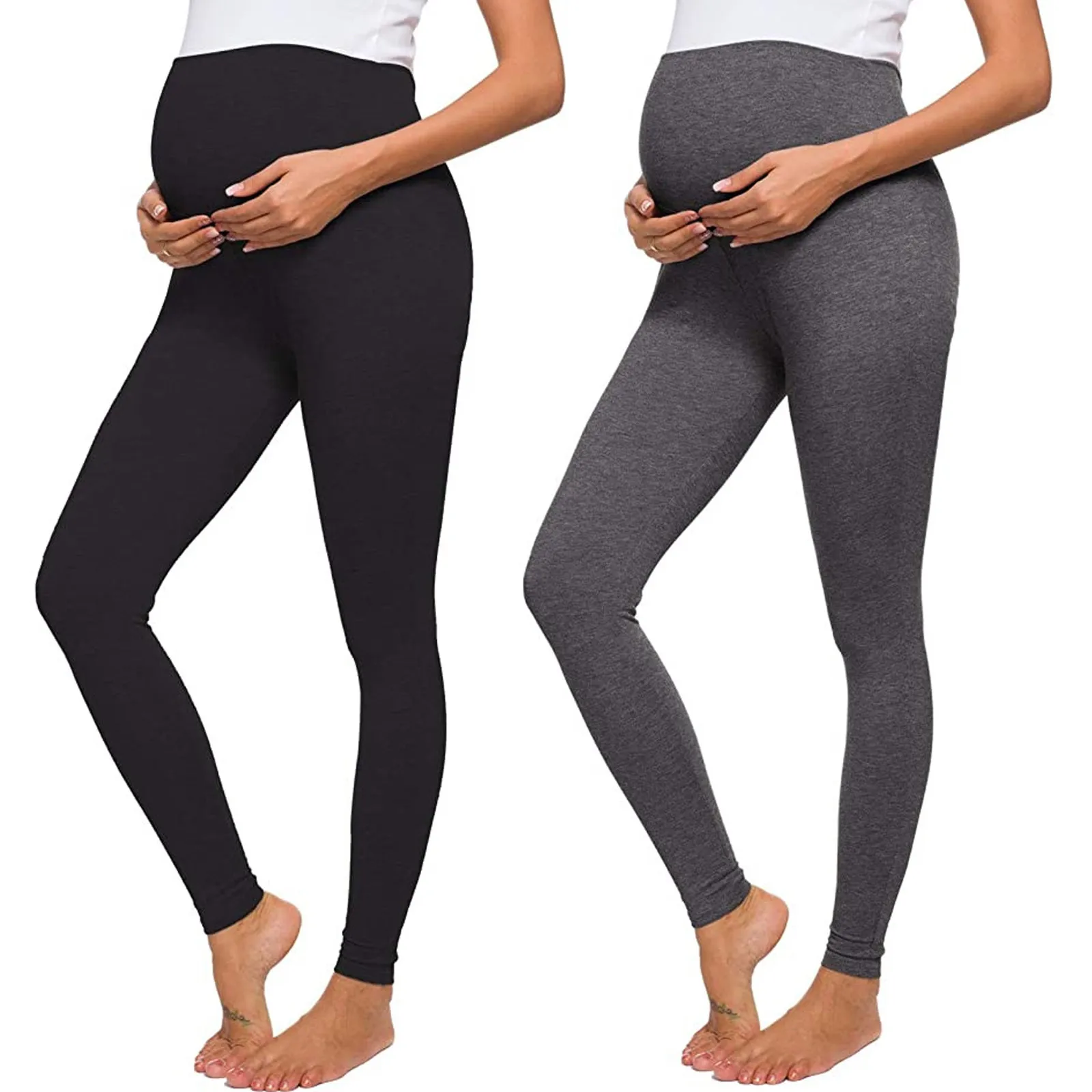 La mujer de la Maternidad Legging Perfecta Leggings Push Up Estirar Más el Tamaño de los Pantalones de Color Sólido sin costuras de los Pantalones de la Tibia Cintura Alta 2021 0