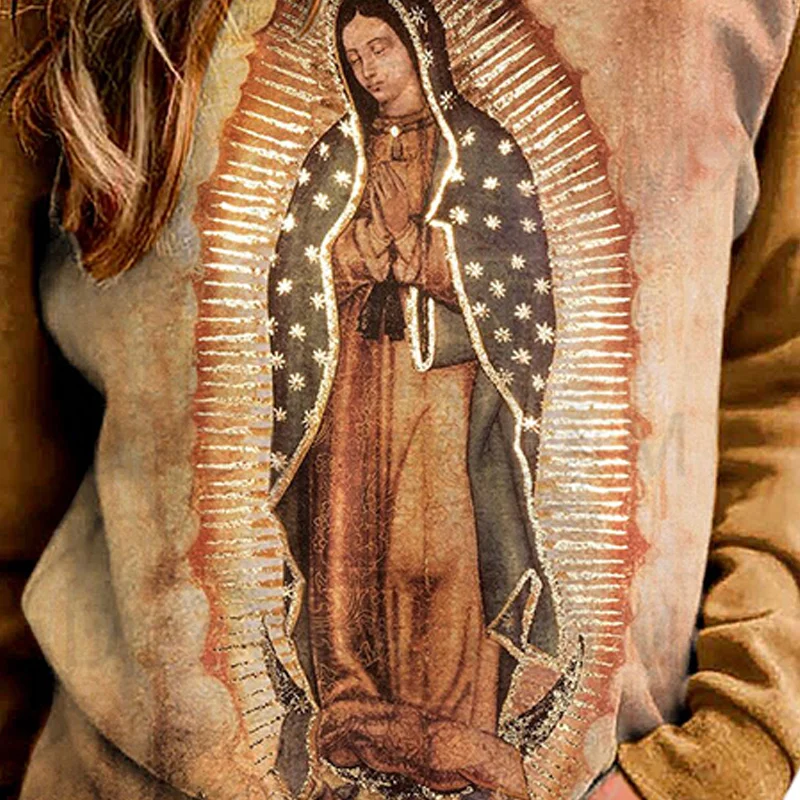 La mujer Original de Nuestra Señora de Guadalupe Virgen María Sudadera de Manga Larga Top TT@88 0