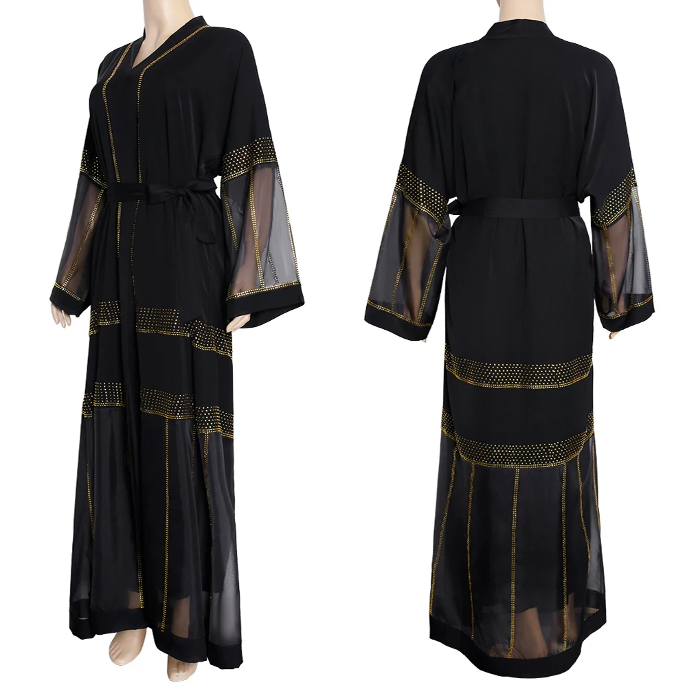 2020 Nuevo Dubai Negro Abaya Bangladesh Largo Hiyab Vestido De Noche De Las Mujeres Kimono Cardigan Islámica Ropa Chilaba Caftán Marocain 0