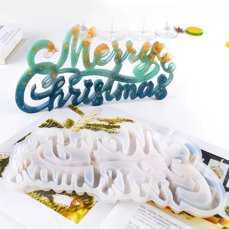 Feliz Navidad Moldes de Resina Epoxi de Moldes de Fundición para el BRICOLAJE de la Tabla de la Decoración de la Casa Ornamento de Navidad de Regalo de moldes Manualidades de Herramientas 0
