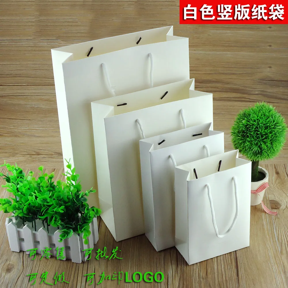 10pcs Varios tamaños diseño Vertical Eco-reutilizables amistosos de cartón blanco de papel, bolsos de mano,de oficina,bolsas,ropa de retículo 0