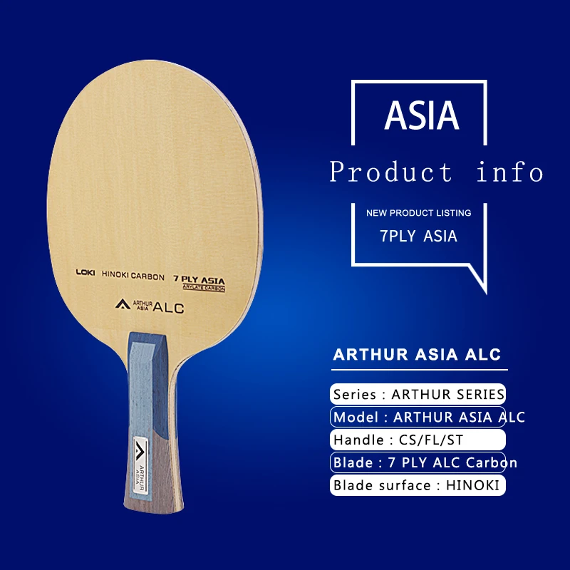 LOKI Arthur ASIA ALC de Tenis de Mesa de Hoja Professional 7 Capas Hinoki de Carbono de Ping Pong de la Cuchilla de Ataque Rápido Arco Raqueta de Tenis de Mesa 0
