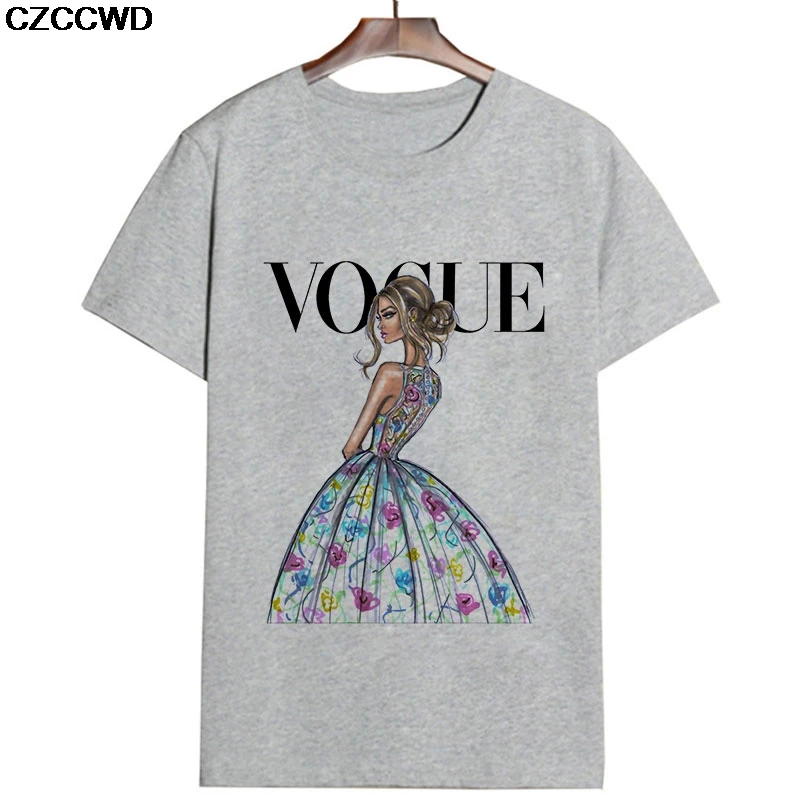 CZCCWD Poleras Mujer De Moda 2019 Otoño Blanco de la Camiseta de Harajuku de la Moda de Vogue Camiseta de Ocio Streetwear Estética Mujeres T-shirt 0