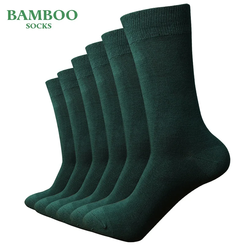Partido de los Hombres de Bambú Calcetines Verdes, Transpirable, Anti-Bacterianas hombre de Negocios de Calcetines de Vestir (6 Pares/Lot) 0