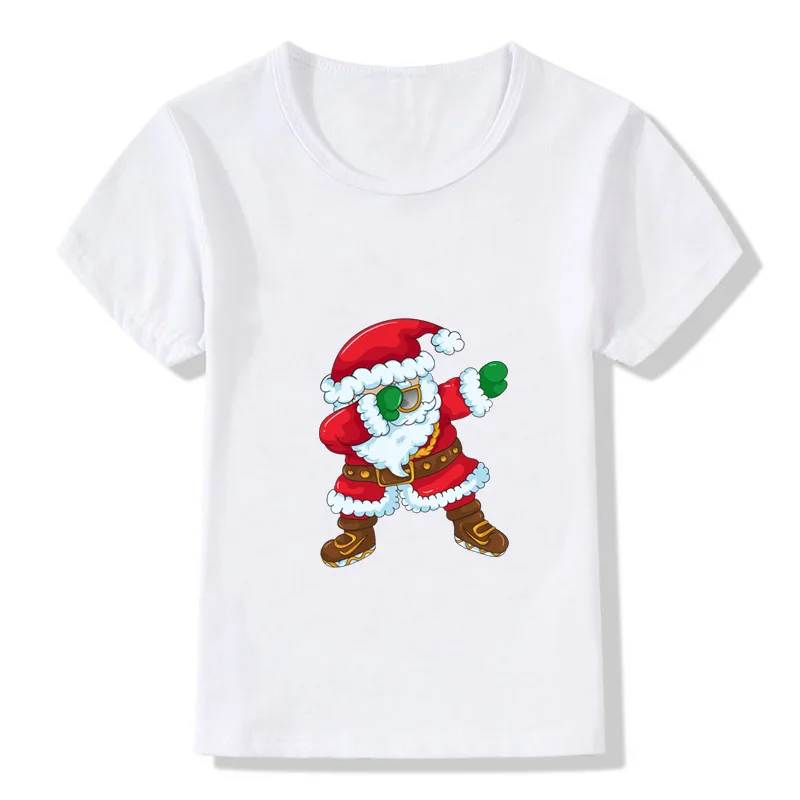 2018 A Chica Chico Divertido De La Camiseta De Los Niños Pat Santa Claus Patrón De T-Shirt Cuello Redondo Infantil De Navidad De Dibujos Animados Ropa 0