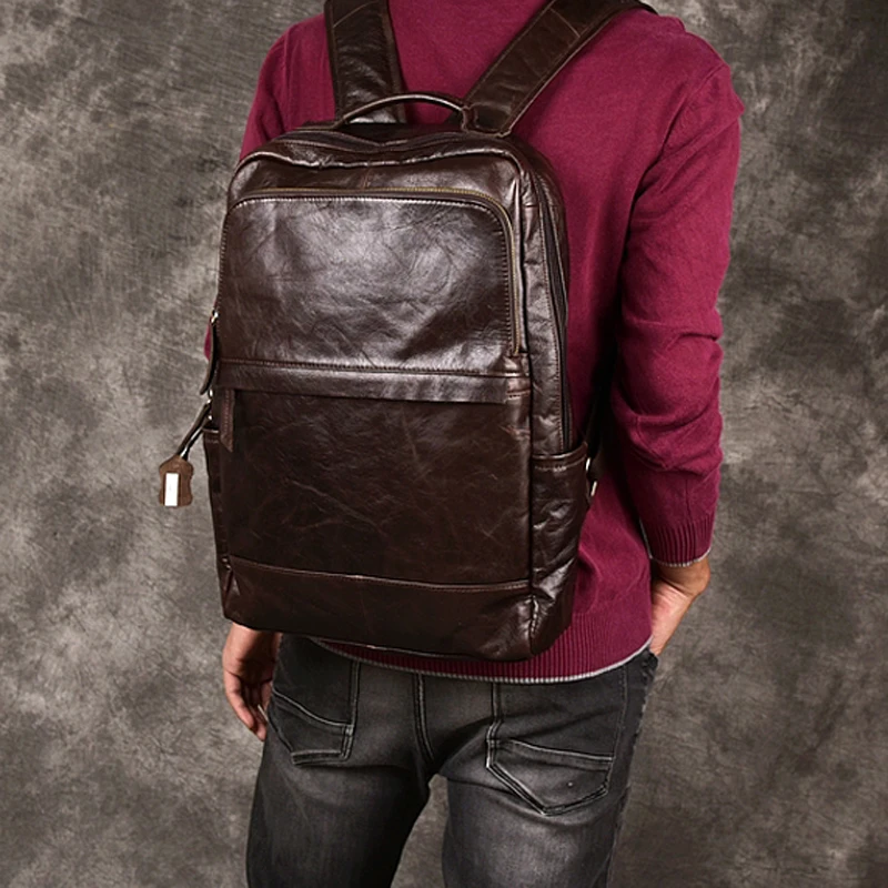 AETOO Hombres de la moda mochila bolsa de hombro masculino de cuero coreano bolsa de viaje de cuero negro de la personalidad casual male bolsa 0