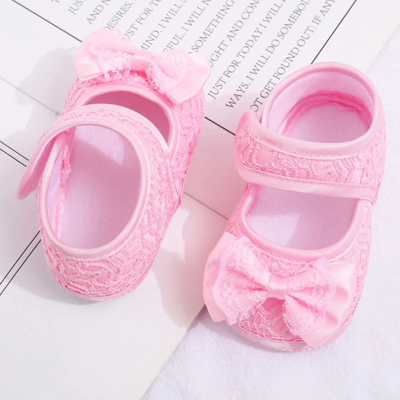 Bebé recién nacido Niña Zapatos Zapatos Blandos Suave con Suela antideslizante Bowknot Encaje Calzado Zapatos de Cuna Para 0-18M22222 0