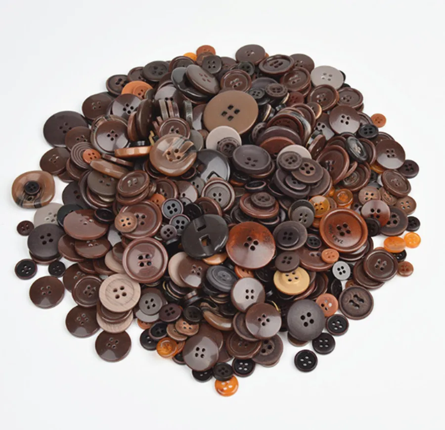 100g/pack de color marrón Oscuro 9-20mm Mezclado de la Resina de los Botones de Artes, Artesanías, Cardmaking Scrapbooking Accesorios de Costura de Adornos 0