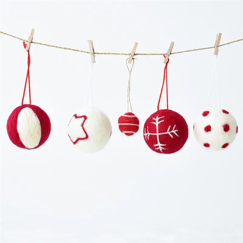 6pcs de Navidad Decoración de 6cm ovillo de Lana Resistente Decorativos que Cuelgan Adornos Colgantes para Ventana en el Techo del Árbol de Navidad 0