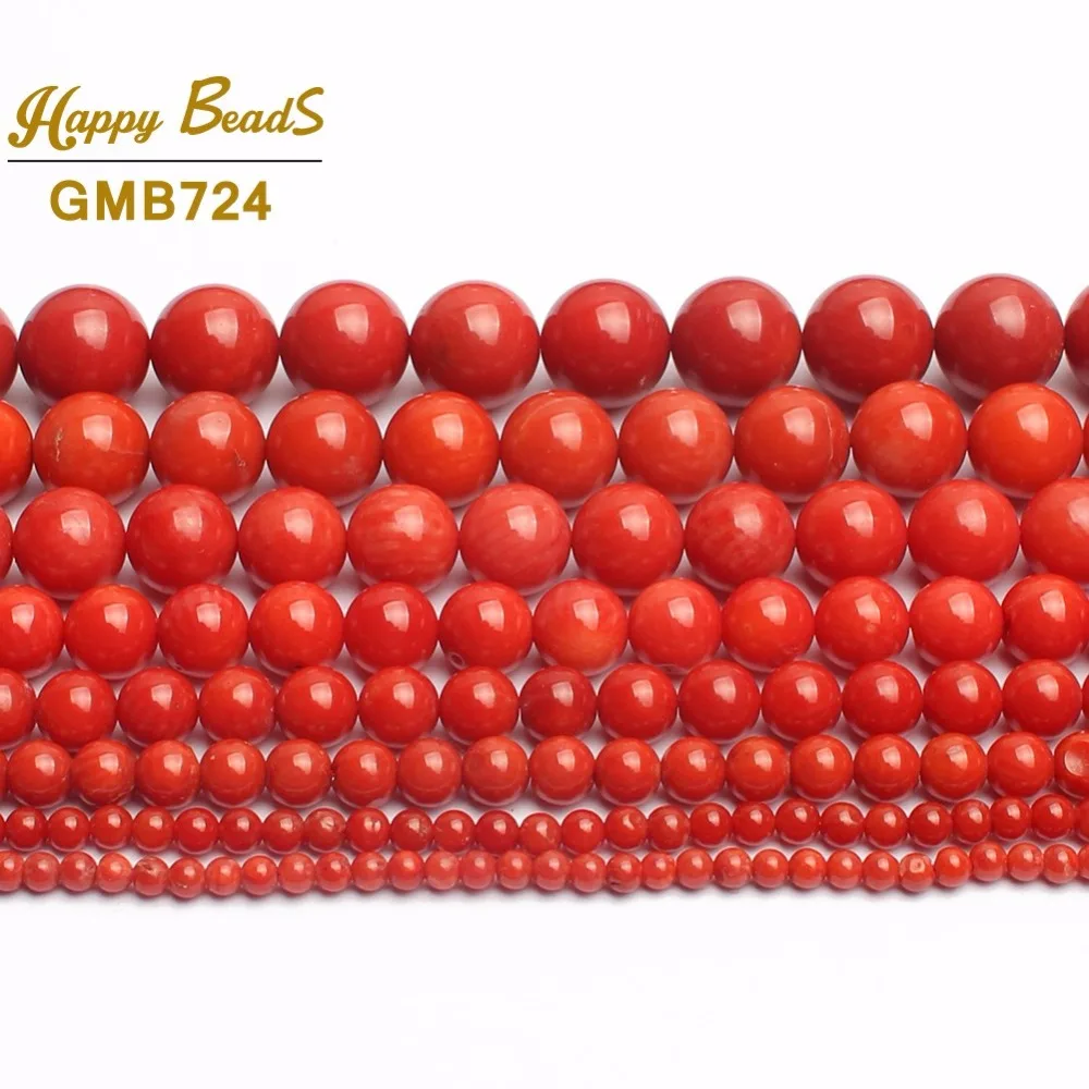 AAA Natural Rojo Coral Perlas Para la Joyería Ronda Suelto Perlas de Bricolaje Pulsera de la Joyería del Collar 15inches 2/3/4/6/8mm-(F01187) 0