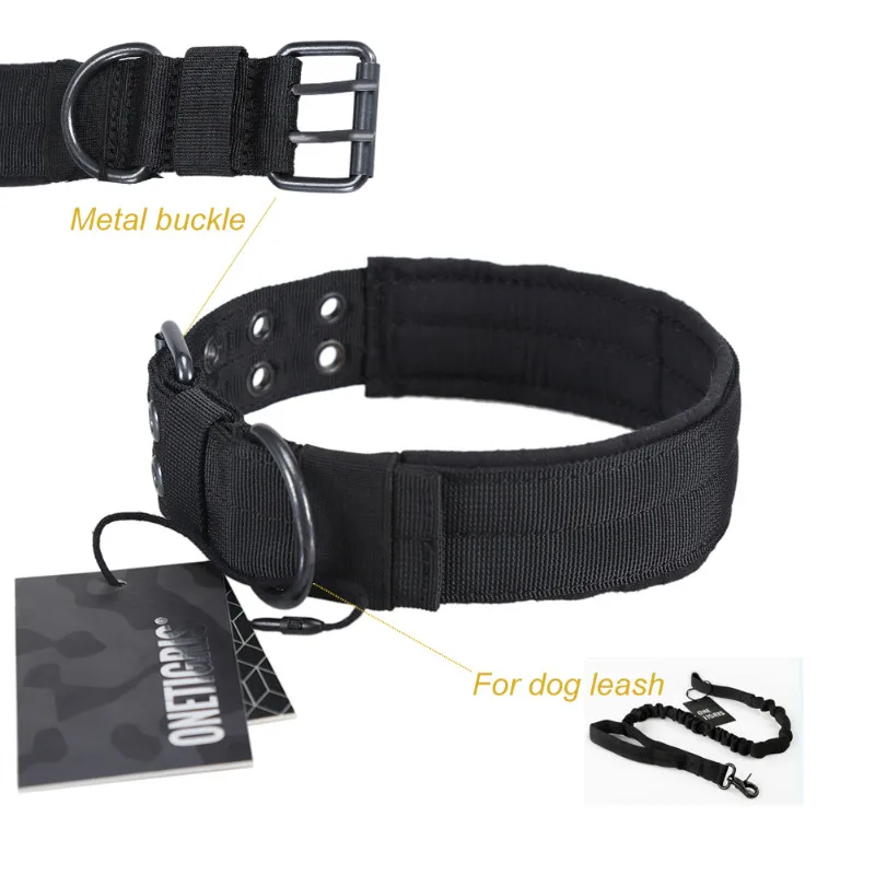 OneTigris Táctica Collar de Perro de Nylon con Hebilla de Metal & D anillo Militar K9 Caza Pastor alemán Suministros de Mascota Como Kit de Viaje 0