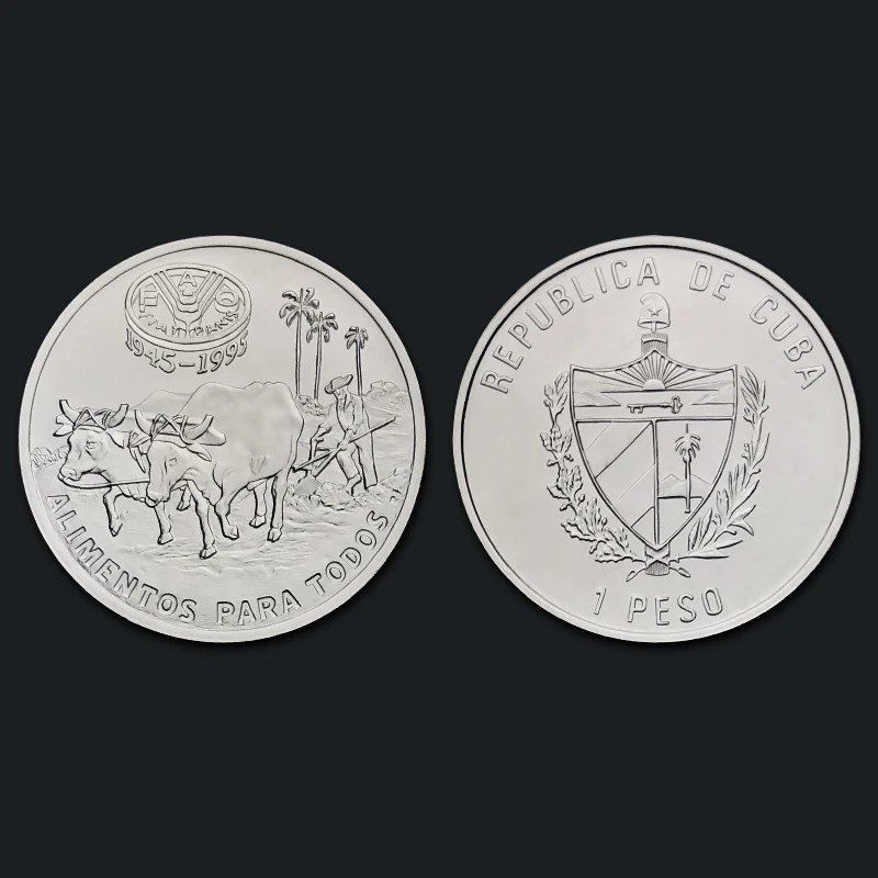 Cubana de 1 peso moneda grande de ganado 1995 Real de la Original Colección de Monedas de la Unc Genuino de la Moneda 0