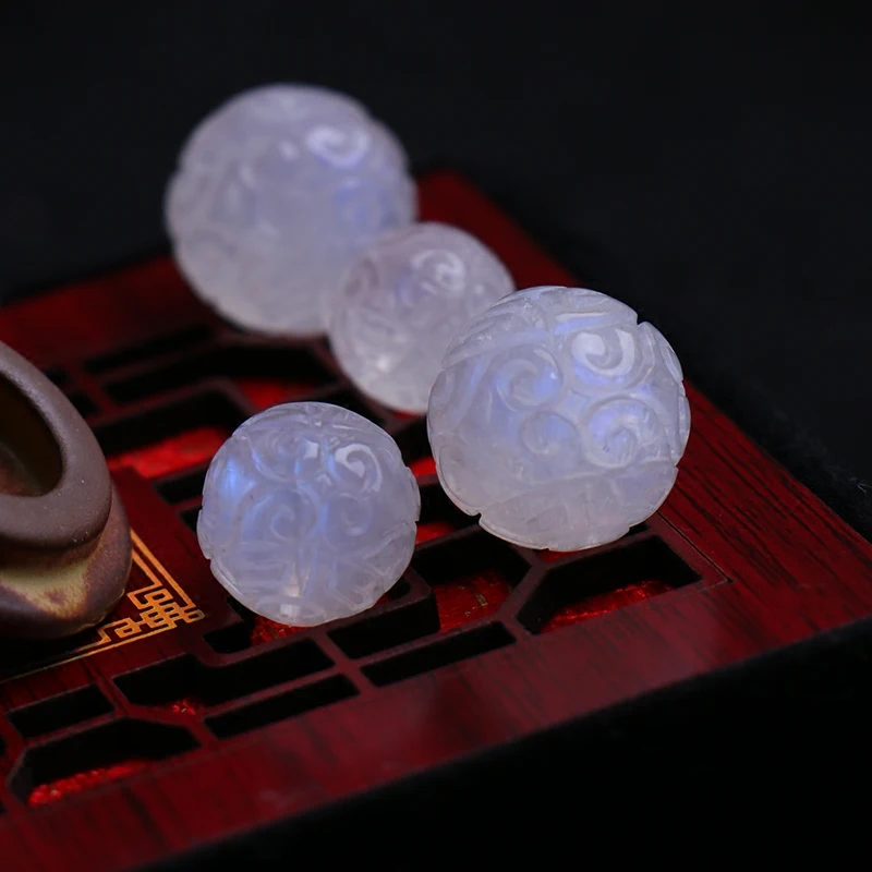 Una pieza suelta perlas talladas redondo blanco 6/8/10/12/14/16mm piedra de la luna de la naturaleza para la fabricación de la joyería del collar de la FPPJ mayorista 0