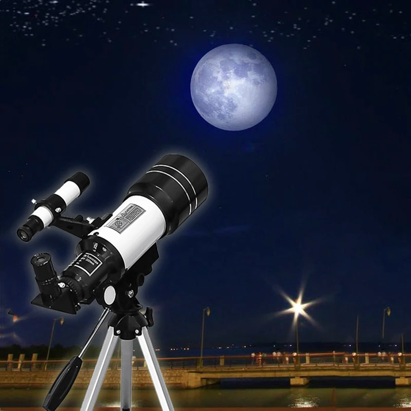 70mm Tabla Telescopio Astronómico 150X Principiantes Monocular Luna de observación del Telescopio con Trípode Niño Regalo de Cumpleaños Telescopio 0