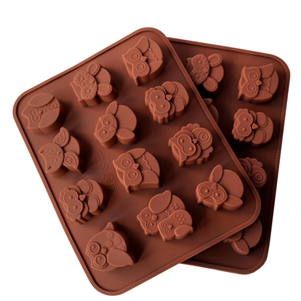 Precioso 3D DIY de Silicona de 12 Rejillas de Búho Molde Molde de la Torta de Chocolate de Caramelo Artesanal de Jabón de los Moldes de dibujos animados de Animales de Hojaldre Horneado Herramienta de Plantilla 0