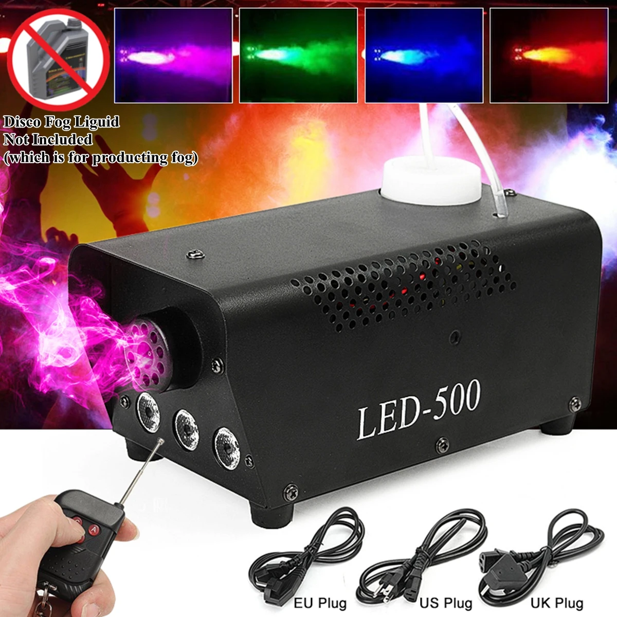 500W Mini LED RGB Inalámbrica Niebla de Humo de la Niebla de la Máquina de Efecto de la Discoteca de DJ de la Fiesta de Navidad con Control Remoto LED fogger 0