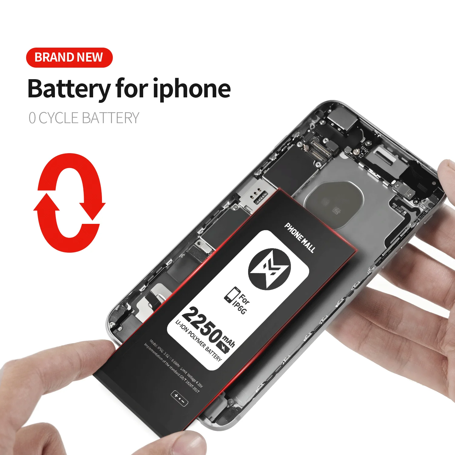 PHONEMALL de Alta Capacidad AAAAAA Batería Para el iPhone 6 6S 5G 5S 7 8 Plus X 6Plus Original Bateador de Reemplazo Para el Iphone X 6 7G 0
