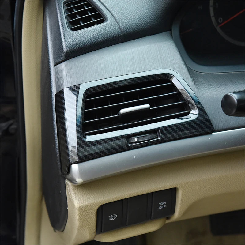 2 piezas de Fibra de Carbono de Grano de la Consola de CA de Salida de Aire de Ventilación de la Moldura Bisel ajuste para Honda Accord Crosstour 2008-2013 0