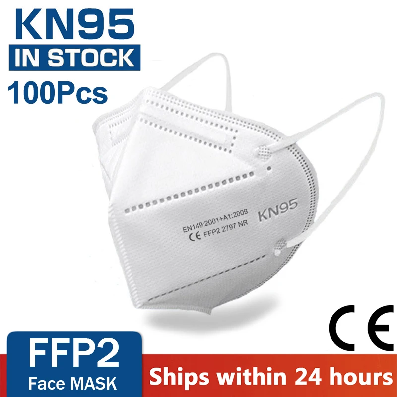 100 piezas KN95 la máscara de la cara 5 filtro de la capa de polvo de puerto PM2.5 mascarillas FFP2 de telas no tejidas de Protección de la salud máscara N95 entrega rápida 0