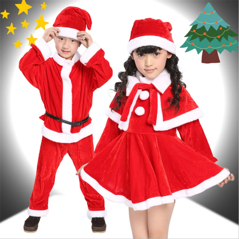 Niño de los Niños de las Niñas de Bebé Arco de Navidad Ropa de Fiesta de Disfraces Vestidos+Sombrero Traje de Algodón Mezclado con un Vestido Rojo set de regalos para niños 0
