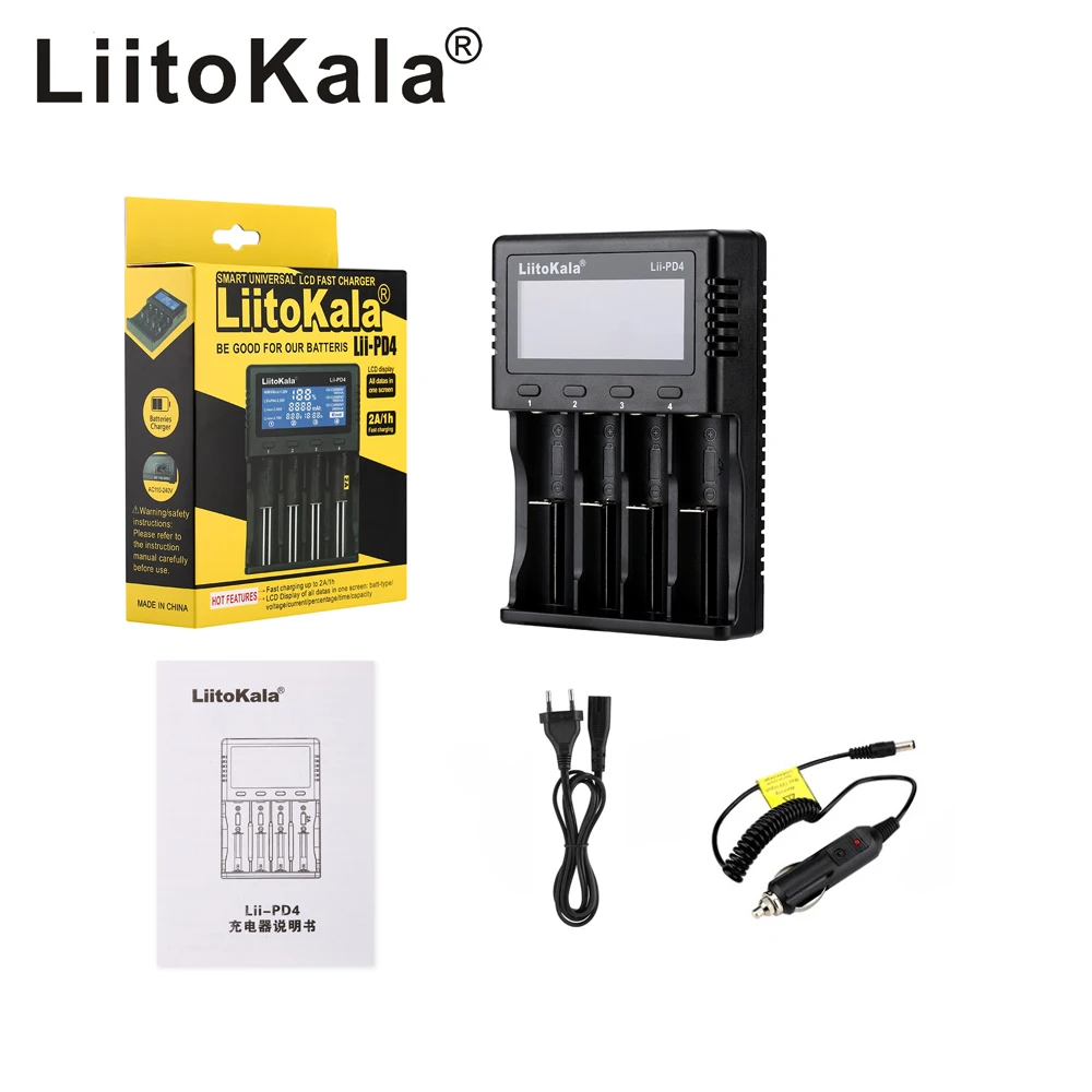 2020 LiitoKala Lii-PD2 Lii-PD4 LCD Inteligente 18650 Cargador de Batería Li-ion 18650 14500 16340 26650 21700 26700 LCD Cargador de Batería 0