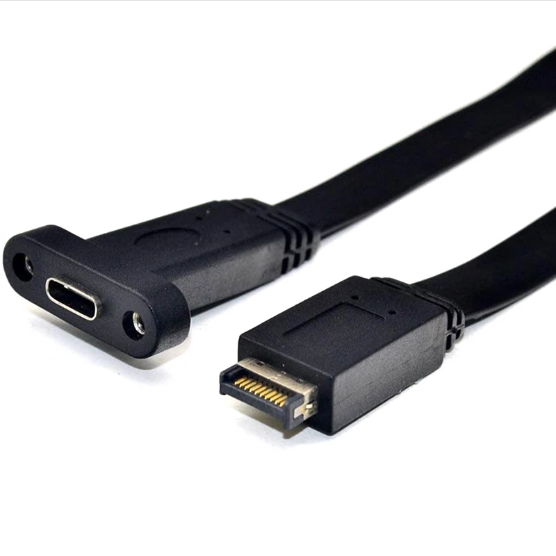 USB-C Cable del Panel de Montaje de la Placa base Encabezado Adaptador de Extensión,el Panel Frontal de Cable de Extensión para Internos 3.1 10G Gen2 20Pin 0