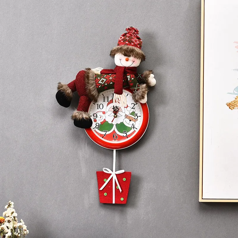 2020 Nueva Venta De Navidad Reloj De Pared De Santa Claus, Muñeco De Nieve Ciervos Diseño De Reloj De Pilas Festival De Navidad Colgante Decoración 0