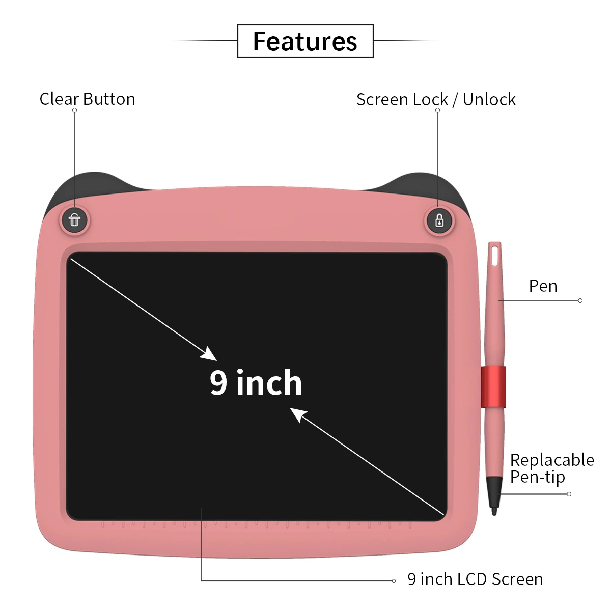 Enotepad de 9 Pulgadas Tableta de Dibujo de los ojos proteger la pantalla Lcd a color de la Escritura de la Tableta tableta inteligente para los negocios notas cálculos de dibujo 0