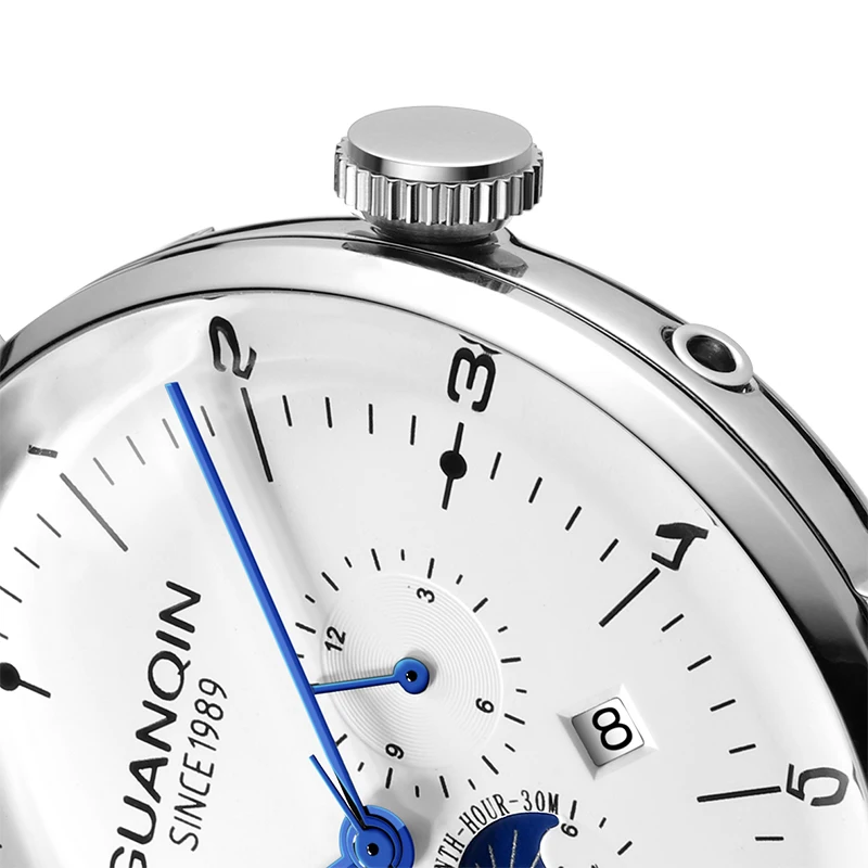 GUANQIN Esqueleto Mecánico Automático Reloj de los Hombres de Negocios Automático de Acero Impermeable de la Semana de la Fecha de Mens Watch relogio masculino 0