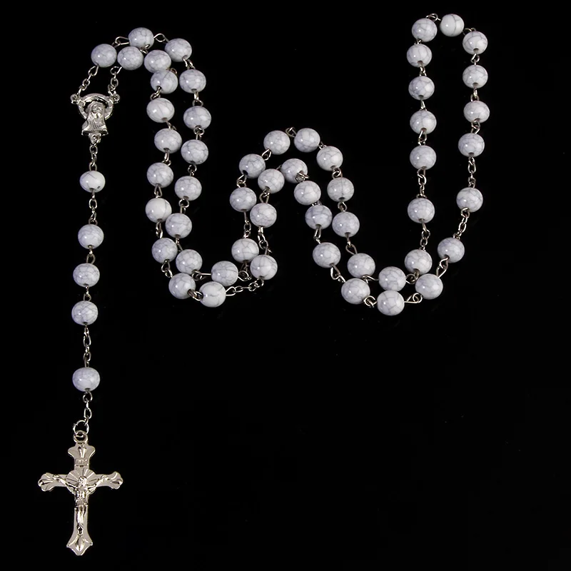 8mm rosario multicolor de perlas de cristal collar, suave bolas de cerámica collar, María rosario. 48 piezas 0
