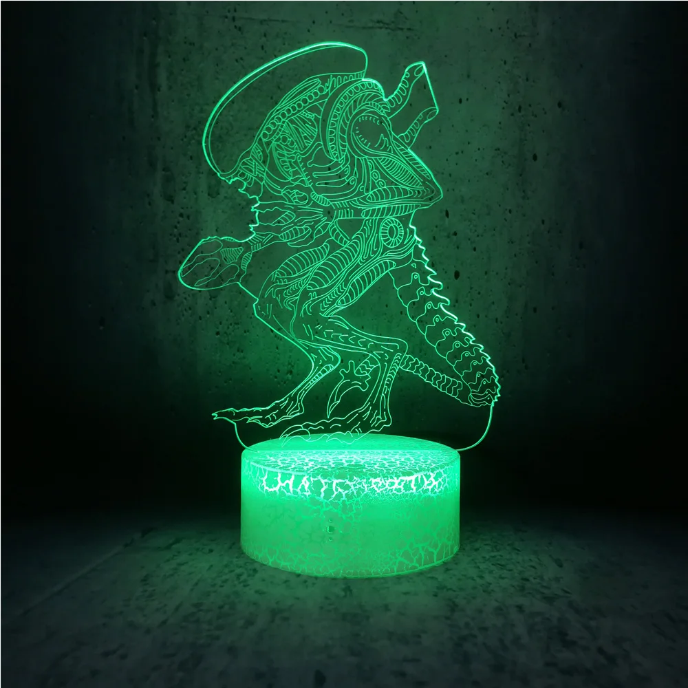 La acción de la Película Alien vs Predator Prometheus 3D USB LED Lámpara de 7 Colores Cambio de Luz de la Noche Extraño Monstruo Alienígena de la lámpara de escritorio decoración 0