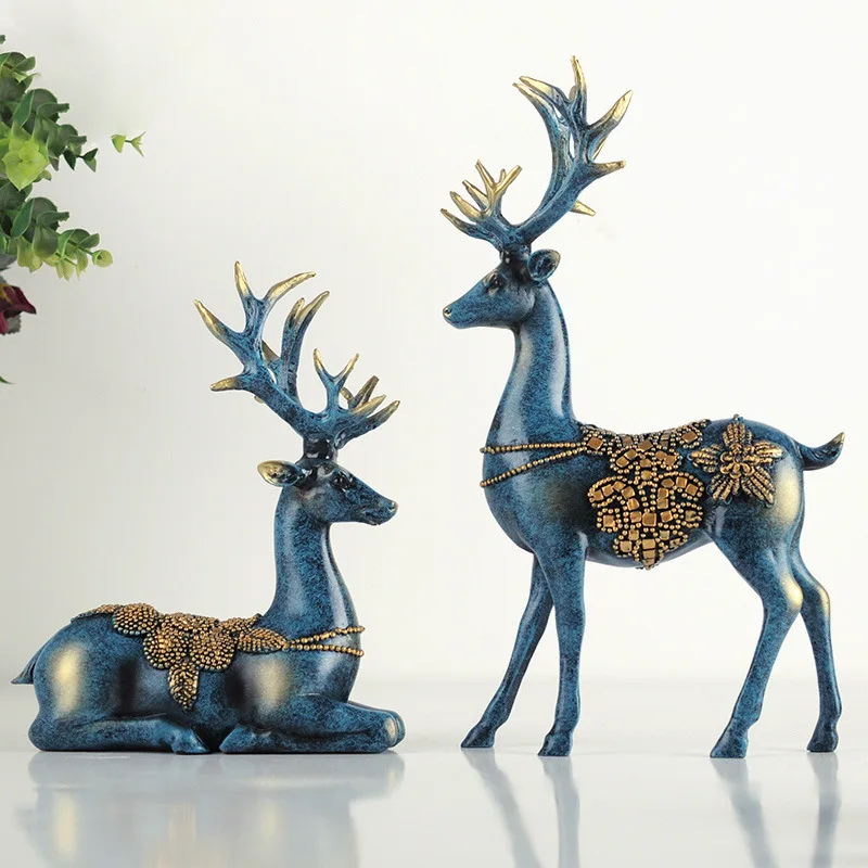 2pcs de estilo Europeo Resina de Elk Escultura Decoración mueble de TELEVISIÓN Decorativas Casa Manualidades Creativas Regalo de Escritorio Moderno de la Decoración 0