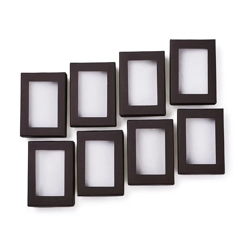 Sistema de la joyería Cajas Rectángulo Blanco Negro Cajas de Regalo para Collares, Aretes y Anillos de Empaque de Cartón 90x65x28mm 0