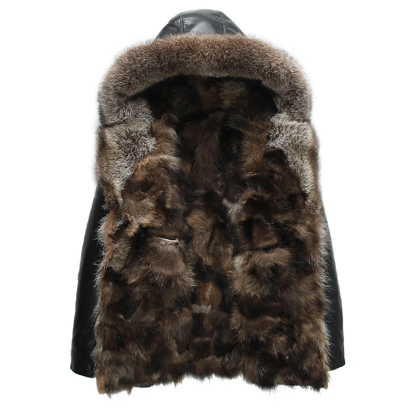 Ping Heladas de Invierno de los hombres de la Moda abrigos abrigo de piel chaqueta de cuero Sombrero de Mantener Caliente chaquetas de cuero de los hombres de Alta Calidad de la Venta Caliente 0
