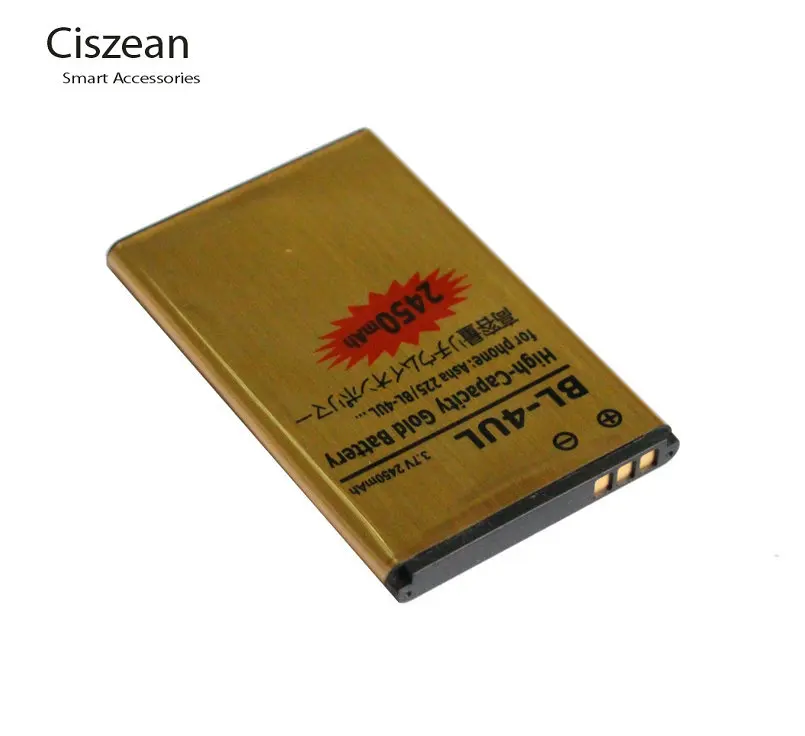 Ciszean 2x 2450mAh BL-4UL / BL 4UL / BL4UL de Oro de Reemplazo del Li-ion Para Nokia Asha 225 Asha225 + Código de Seguimiento 0