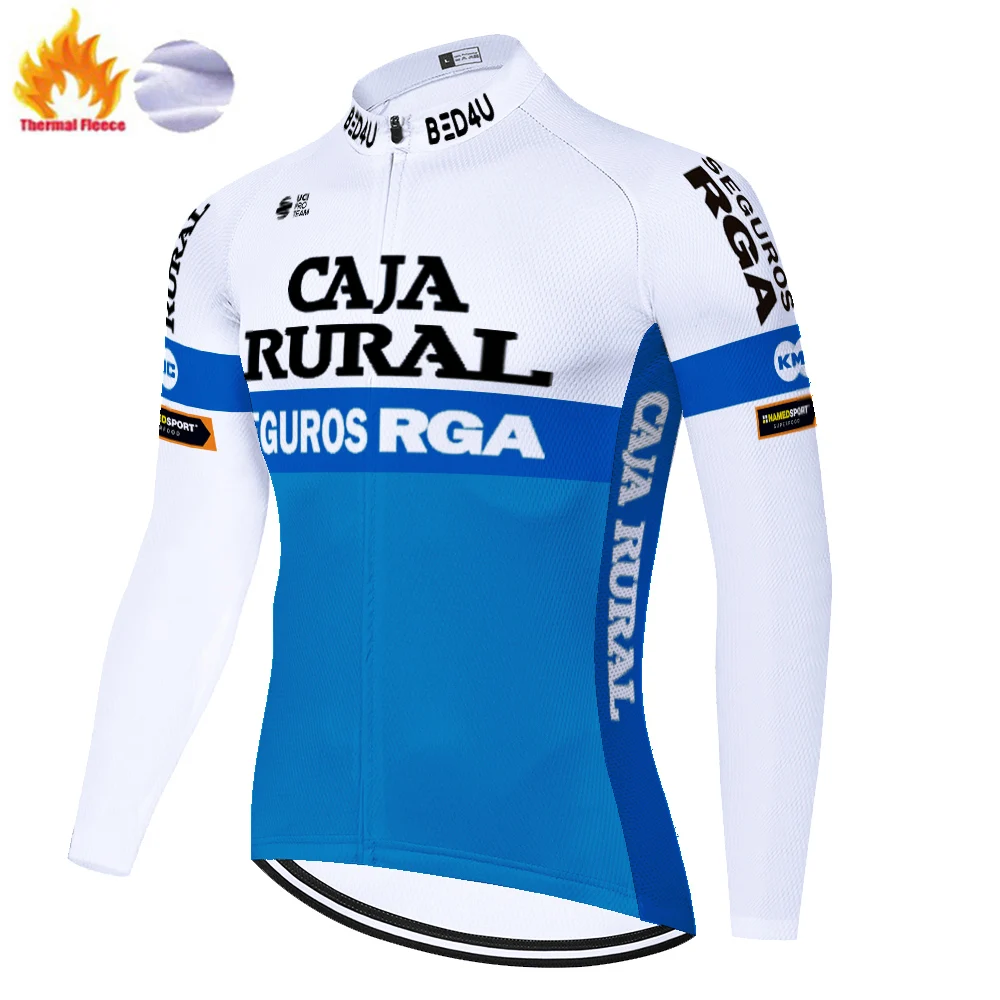 2021 CAJA RURAL de Invierno de Ciclismo jersey de forro Térmico de manga larga camiseta para Bicicletas de mtb Bicicleta ciclismo jersey tricotas hombre ciclismo 0